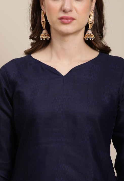 Rajnandini Navy Blue Cotton Blend Printed Salwar Suit