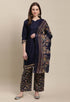 Rajnandini Navy Blue Cotton Blend Printed Salwar Suit