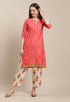 Rajnandini Peach Cotton Blend Printed Salwar Suit
