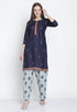 Rajnandini Navy Blue Cotton Blend Printed Salwar Suit