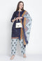 Rajnandini Navy Blue Cotton Blend Printed Salwar Suit