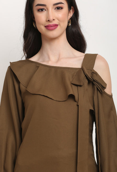 Brown Polyester Solid Top