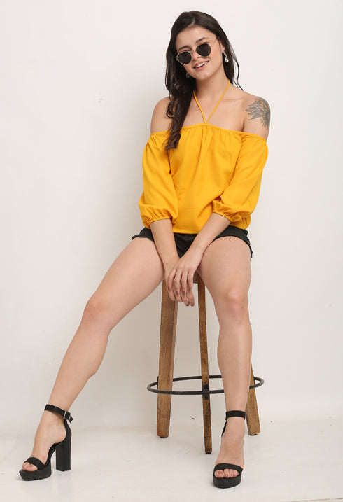 Yellow Polyester Solid Top