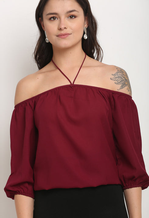 Wine Polyester Solid Top