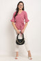 Pink Polyester Solid Peplum Wrap Top