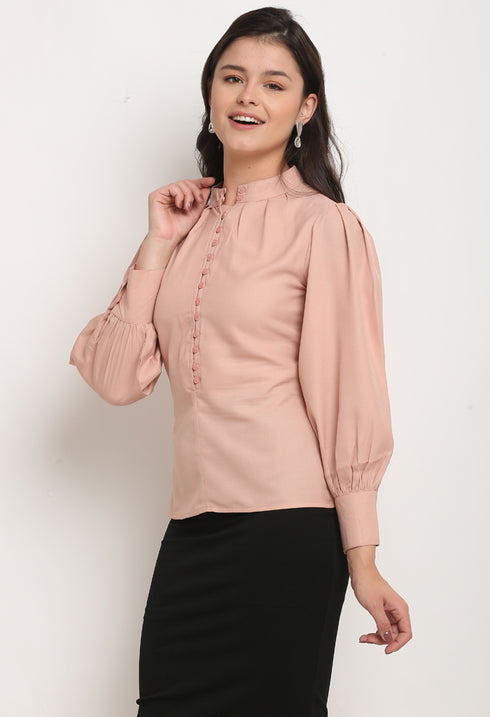 Dusty Pink Polyester Solid Top