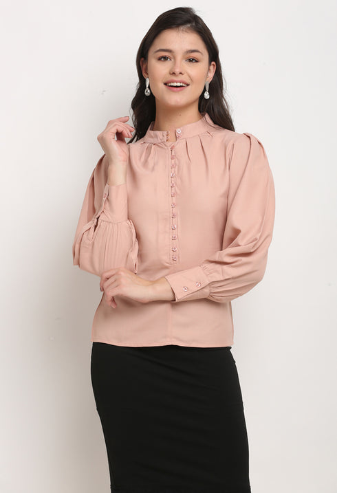 Dusty Pink Polyester Solid Top