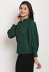 Bottle Green Polyester Solid Top
