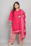 Pink Cotton Blend Printed Ready to Wear Patiala Salwar Suit