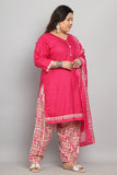 Pink Cotton Blend Printed Ready to Wear Patiala Salwar Suit