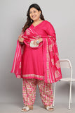 Pink Cotton Blend Printed Ready to Wear Patiala Salwar Suit