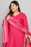 Pink Cotton Blend Printed Ready to Wear Patiala Salwar Suit