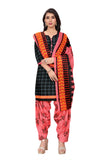 Black & Grey Cotton Blend Printed Ready to Wear Patiala Salwar Suit