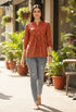 Orange Pure Cotton Floral Printed Short Top