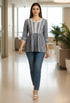 Grey & White Pure Cotton Bandhani Printed Short Top