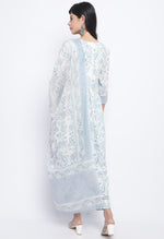 Load image into Gallery viewer, White Pure Cotton Jaipuri Printed And Embroidered Kurta Set With Dupatta
