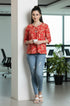 Red Pure Cotton Jaipuri Printed Short Top