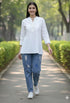 Off White Pure cotton Solid Short Top