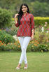 Maroon Pure cotton Jaipuri Printed Short Top