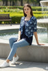 Navy Blue Pure Cotton Jaipuri Printed Short Top