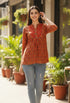 Orange Pure Cotton Floral Printed Short Top