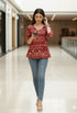 Magenta Pure Cotton Jaipuri Printed Short Top