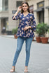 Blue Pure Cotton Floral Printed Short Top