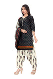 Black Cotton Blend Printed Ready to Wear Patiala Salwar Suit