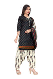 Black Cotton Blend Printed Ready to Wear Patiala Salwar Suit