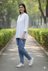 Off White Pure cotton Solid Short Top