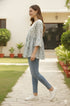 White & Grey Pure Cotton Floral Printed Short Top