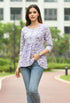 Lavender  Pure Cotton Foil Printed Short Top