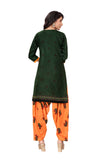 Green Cotton Blend Printed Ready to Wear Patiala Salwar Suit