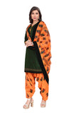 Green Cotton Blend Printed Ready to Wear Patiala Salwar Suit