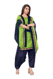 Parrot Green Cotton Blend Printed Ready to Wear Patiala Salwar Suit