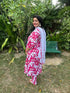 Women Pink & White Cotton Blend  Floral Printed Kurta & Pant With Dupatta