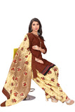 Brown Cotton Blend Printed Ready to Wear Patiala Salwar Suit