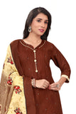 Brown Cotton Blend Printed Ready to Wear Patiala Salwar Suit