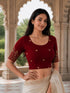 Rajnandini Women's Lycra Embroidered Readymade Blouse(BL1117MAROON0626)
