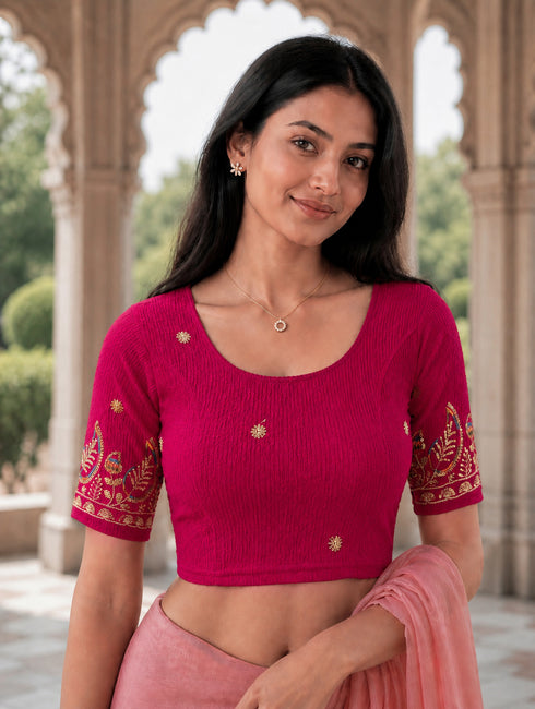 Rajnandini Women's Lycra Embroidered Readymade Blouse(BL1117PINK0626)