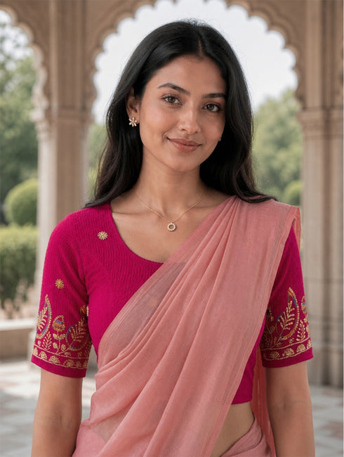 Rajnandini Women's Lycra Embroidered Readymade Blouse(BL1117PINK0626)