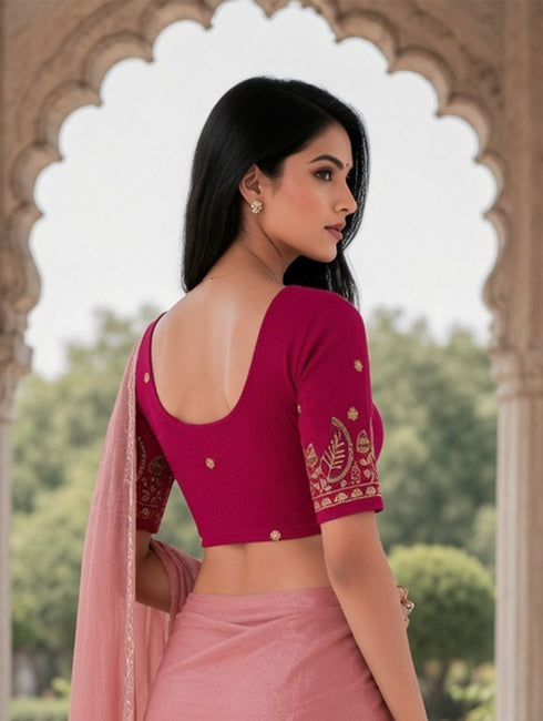Rajnandini Women's Lycra Embroidered Readymade Blouse(BL1117PINK0626)
