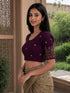 Rajnandini Women's Lycra Embroidered Readymade Blouse(BL1117WINE0626)