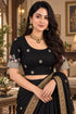 Black Lycra Readymade Embroidered Blouse For Women
