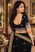Black Lycra Readymade Embroidered Blouse For Women