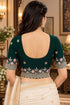 Green Lycra Readymade Embroidered Blouse For Women