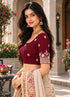 Maroon Lycra Readymade Embroidered Blouse For Women