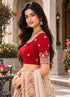 Red Lycra Readymade Embroidered Blouse For Women