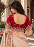 Red Lycra Readymade Embroidered Blouse For Women