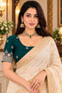 Teal Lycra Readymade Embroidered Blouse For Women